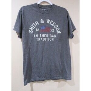 Smith & Wesson Graphic T-Shirt Men Med Gray Short Sleeve Preshrunk Cotton